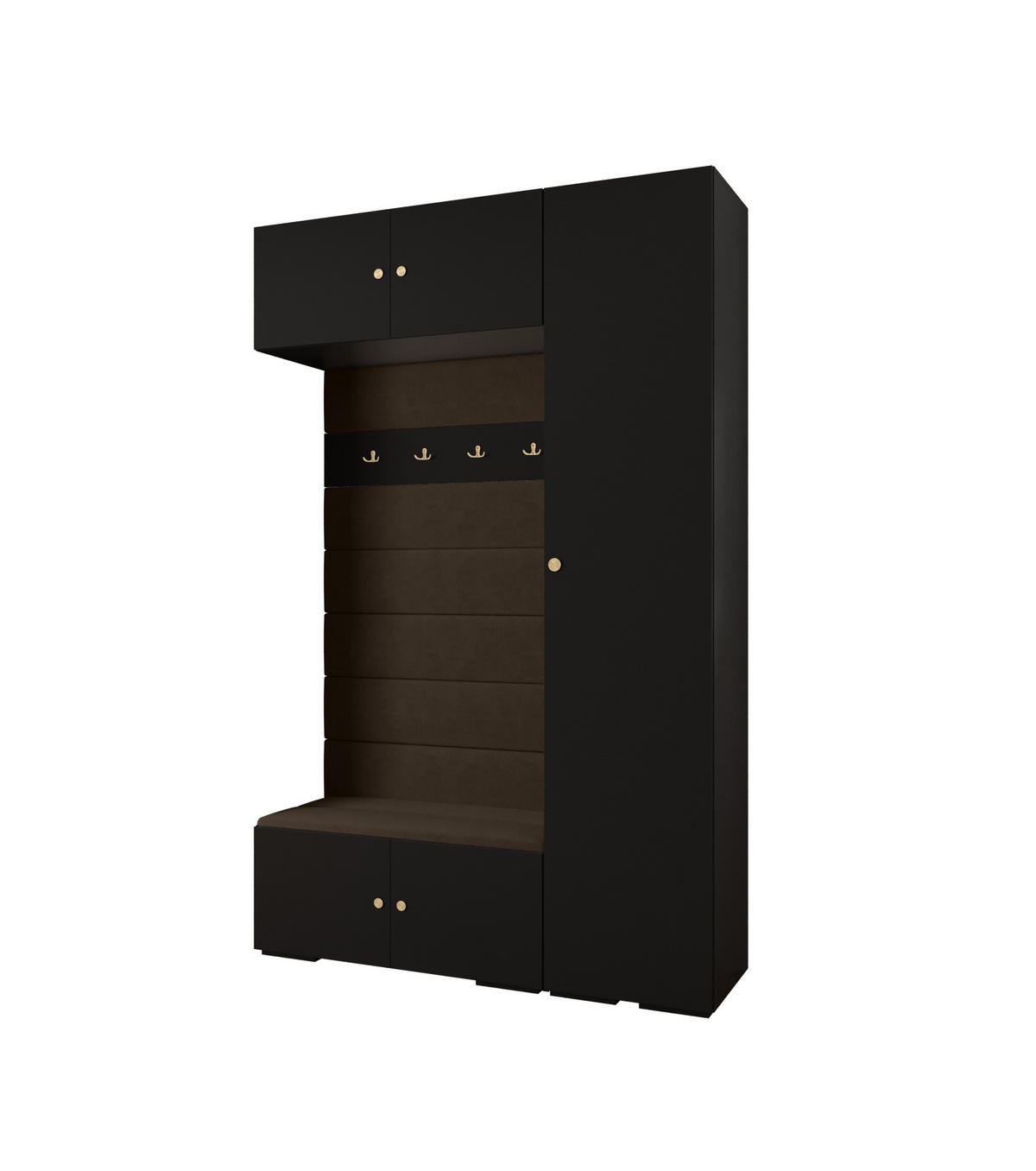 GARDEROBEN-SET 236,7/150/47 - Goldfarben/Schwarz, Holz/Kunststoff (150/236.7/47cm) - Abiks Möbel