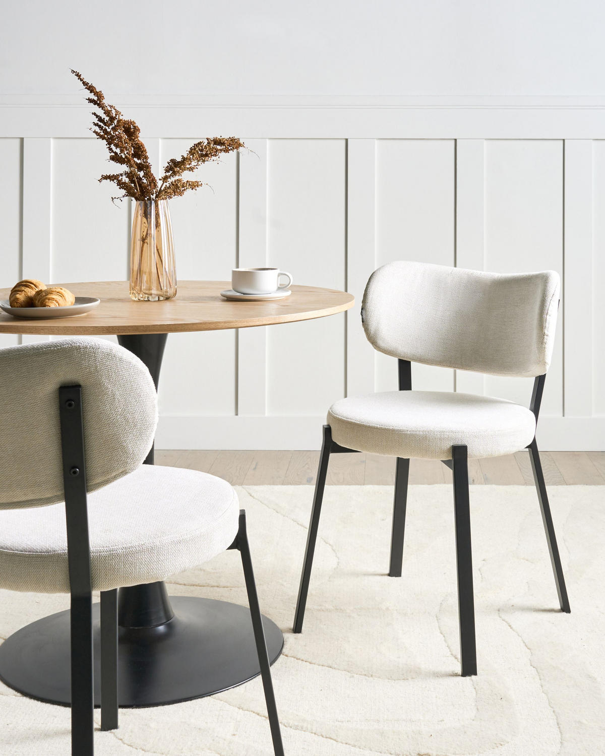 ESSZIMMERSTUHL 2er-Set Stoff Hellbeige Bronte - Beige, Textil (49/76/46cm) - Beliani