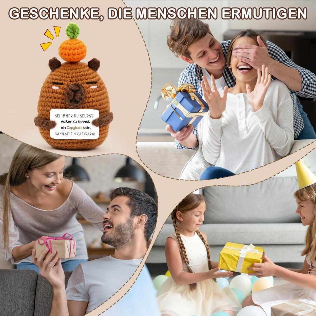 KUSCHELTIER Capybara gehäkelt braun - Braun, Textil (1/1cm)