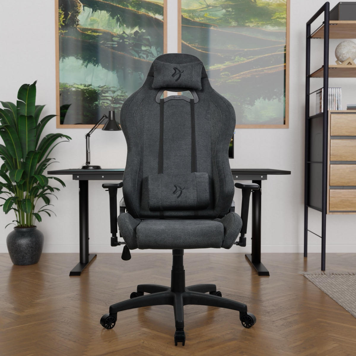 GAMINGSTUHL Torretta SoftFabric™ Dunkelgrau - Dunkelgrau/Schwarz, Kunststoff/Textil (70/135/50cm) - Arozzi