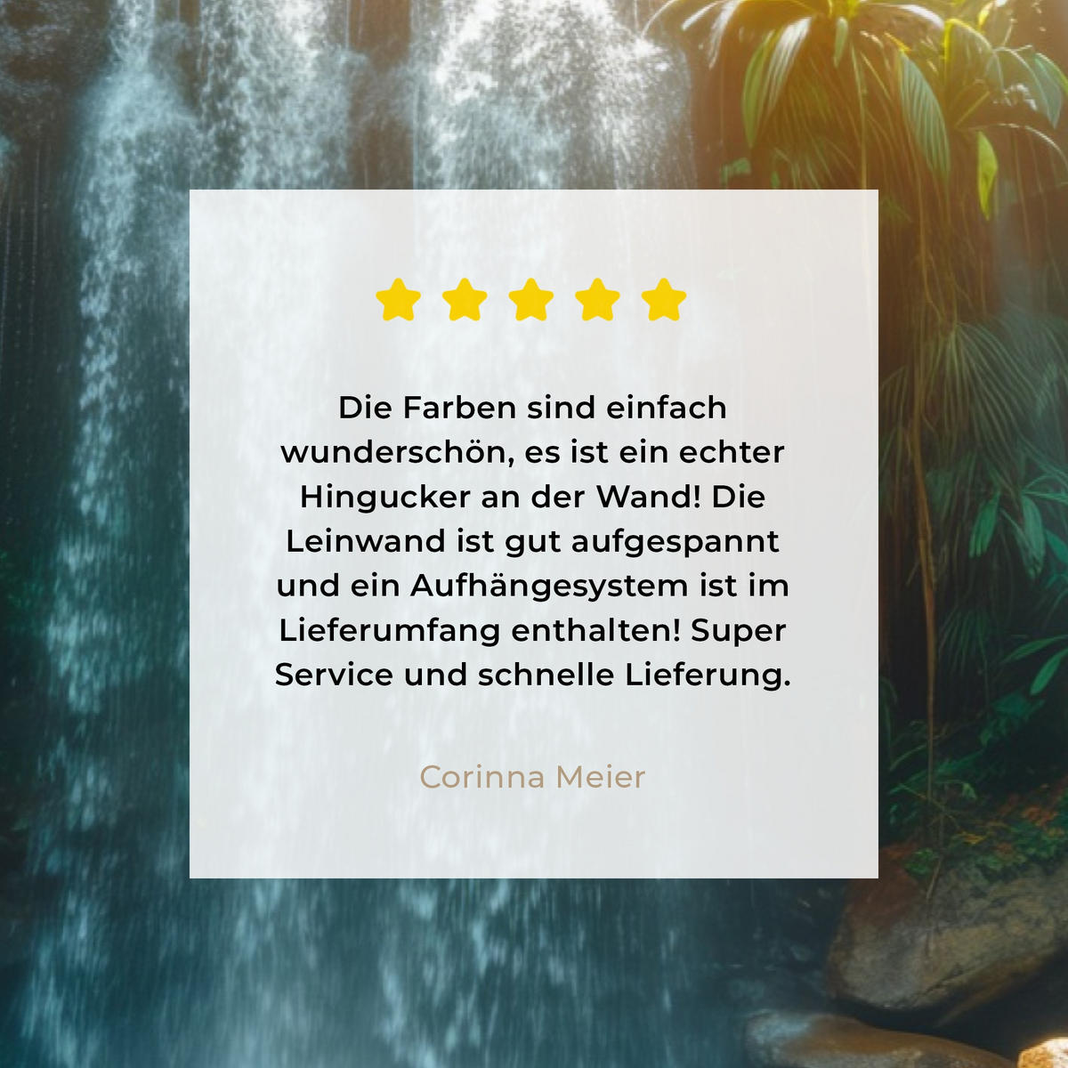LEINWANDBILD Wasserfall - Dschungel - Sonne - Grün - Natur Groß 140x90 cm - Grün, Textil (140/90cm) - MuchoWow
