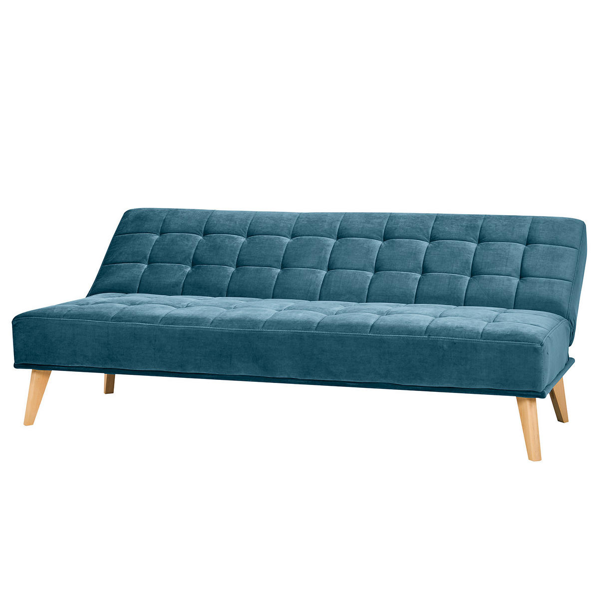SCHLAFSOFA - Hellbraun/Dunkelblau, Holz/Birkenholz (180/81/86cm) - home24