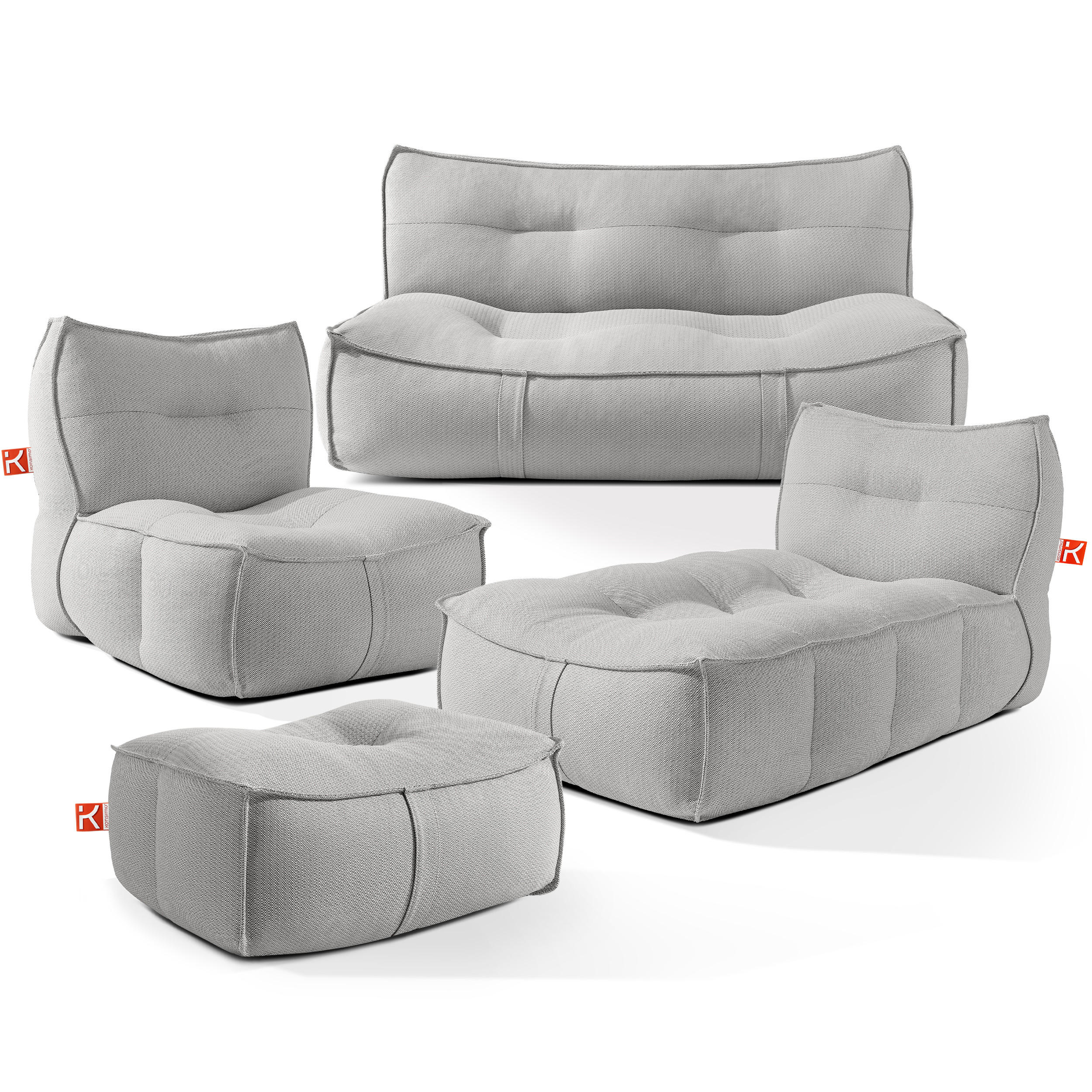 GARTENLOUNGE-SET LOVIA, Möbel-Set, Dunkelgrau/Weiß - Dunkelgrau, Textil - KONSIMO®