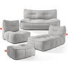 GARTENLOUNGE-SET LOVIA, Möbel-Set, Dunkelgrau/Weiß - Dunkelgrau, Textil - KONSIMO®