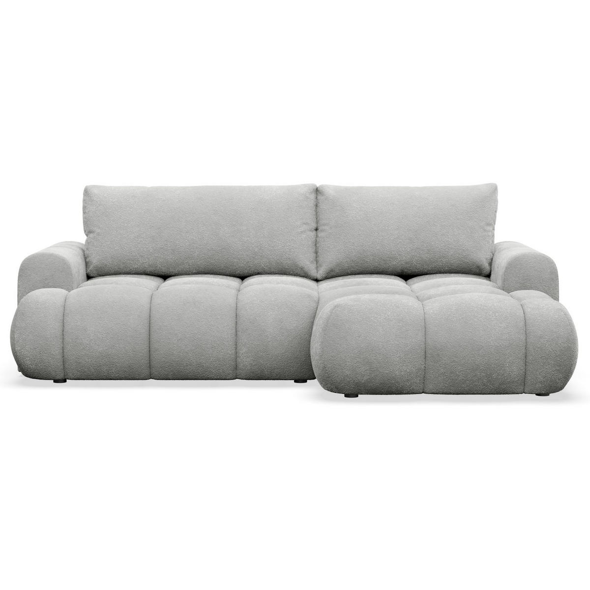 ECKSOFA Ombo Mini, Hellgrau Bouclé, rechtsseitig - Hellgrau/Schwarz, Kunststoff/Textil (256/155cm) - Selsey