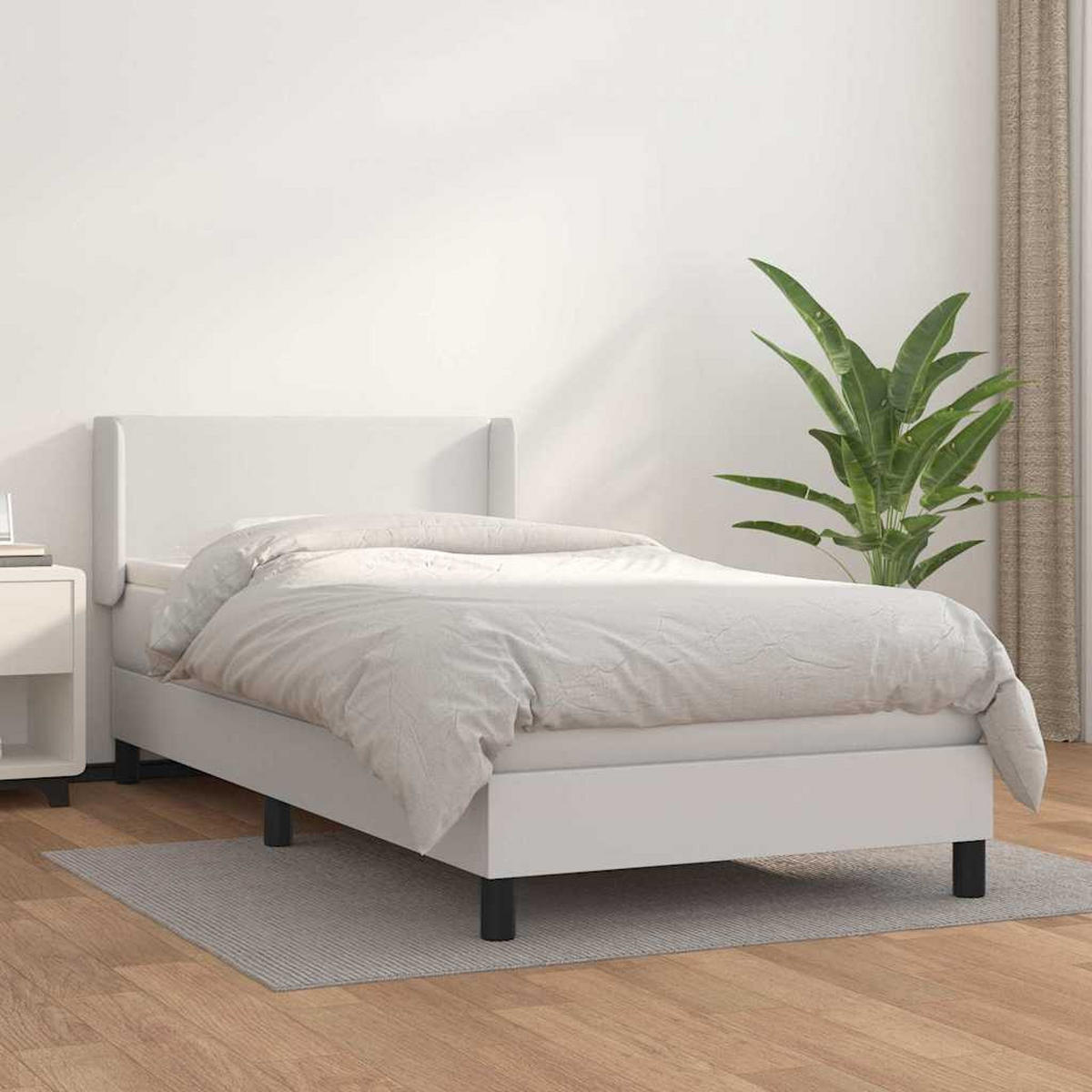 BOXSPRINGBETT 100/200 Cm Weiss Kunstleder - Weiß, Leder (103/203cm) - vidaXL