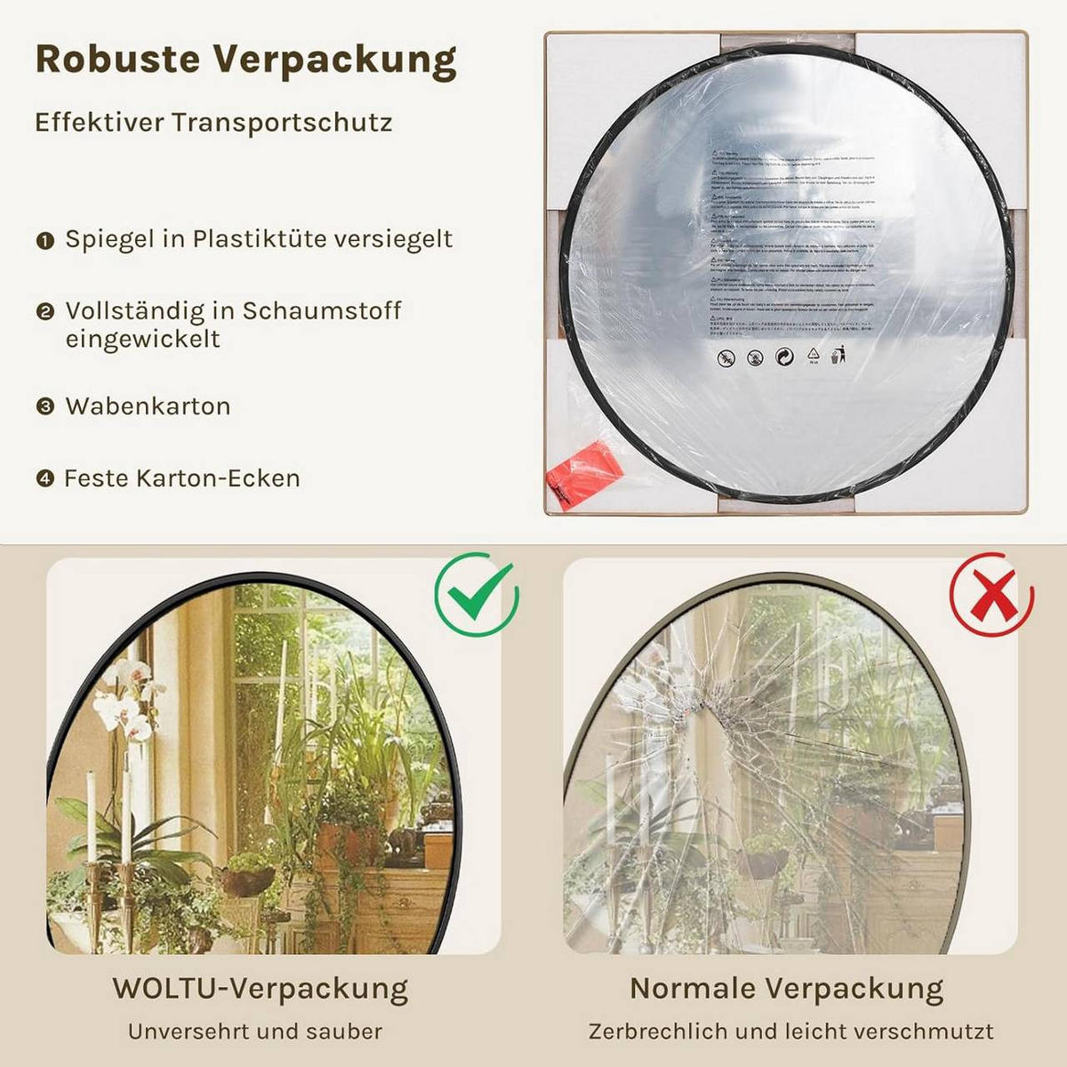 WANDSPIEGEL rund, φ 70cm, Schwarz - Schwarz, Glas/Holzwerkstoff (70/70/2cm) - Woltu