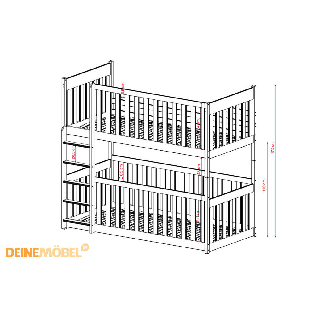 Thumbnail - Deine Möbel 24 Etagenbett, Beige, Holzwerkstoff, Echtholz,Kiefer, 90x200 cm, Kinder- & Jugendzimmer, Kindermöbel, Kinder...