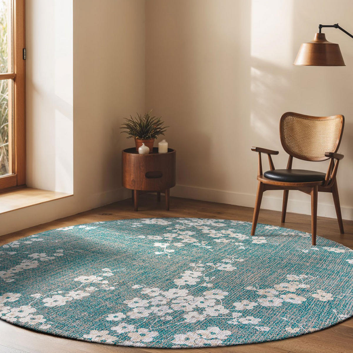 PREPROGA Lake Blue Sakura 140/140 cm - modra, umetna masa/tekstil (140/140cm) - Louis De Poortere