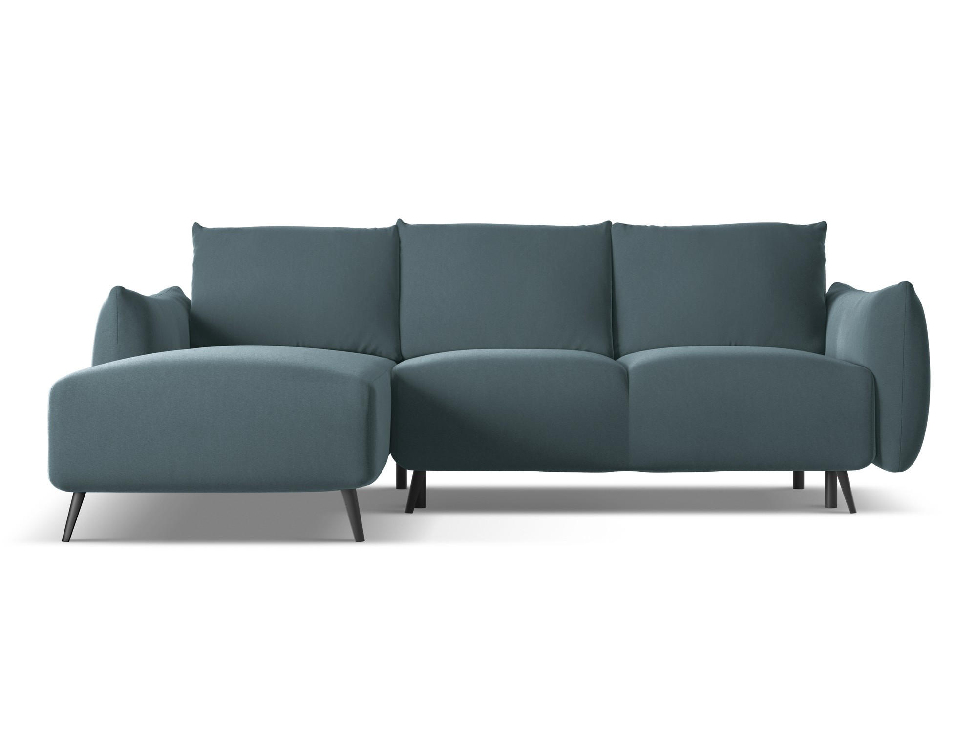 ECKSOFA mit Schlaffunktion Samt Stoff Blau - Blau/Petrol, Textil/Metall (162/242cm) - Makamii