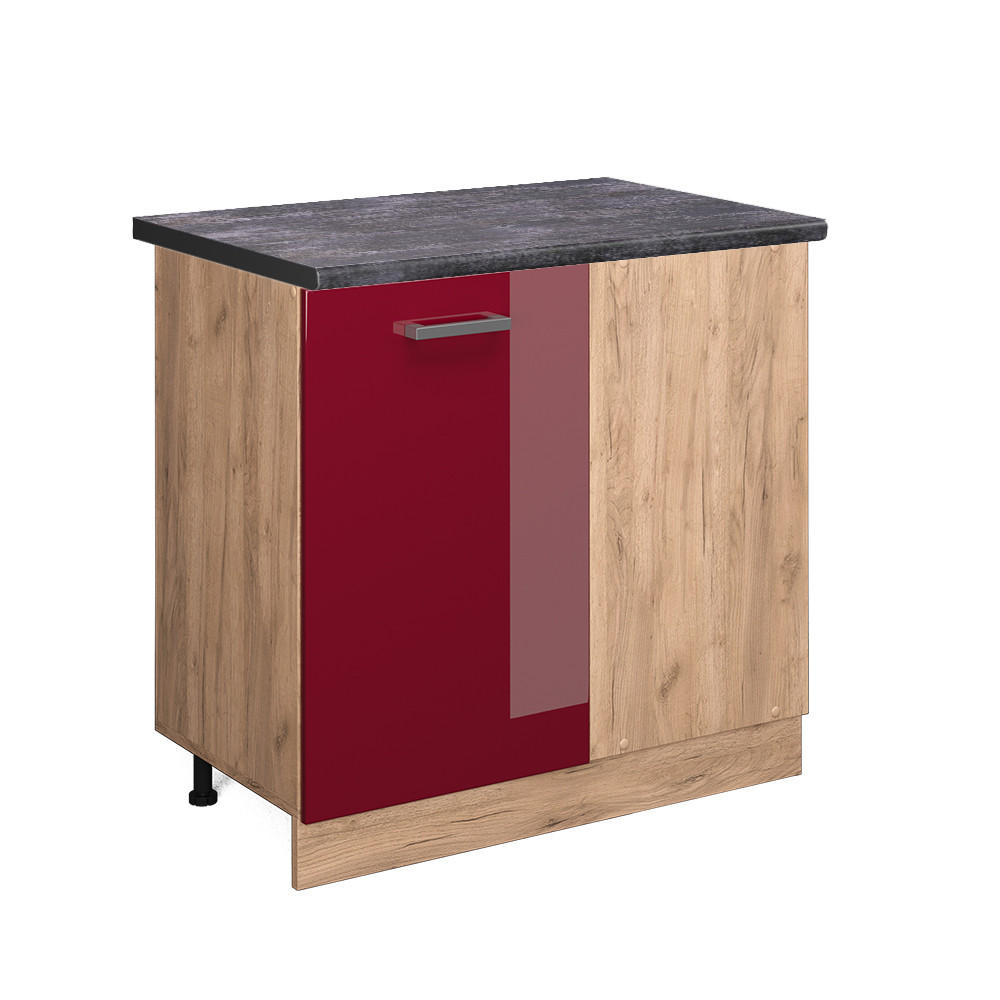 HÖRNUNDERSKÅP R-Line Röd högblank 86 cm , AP Antracit Röd, Honungsek 81.6/86/60 cm