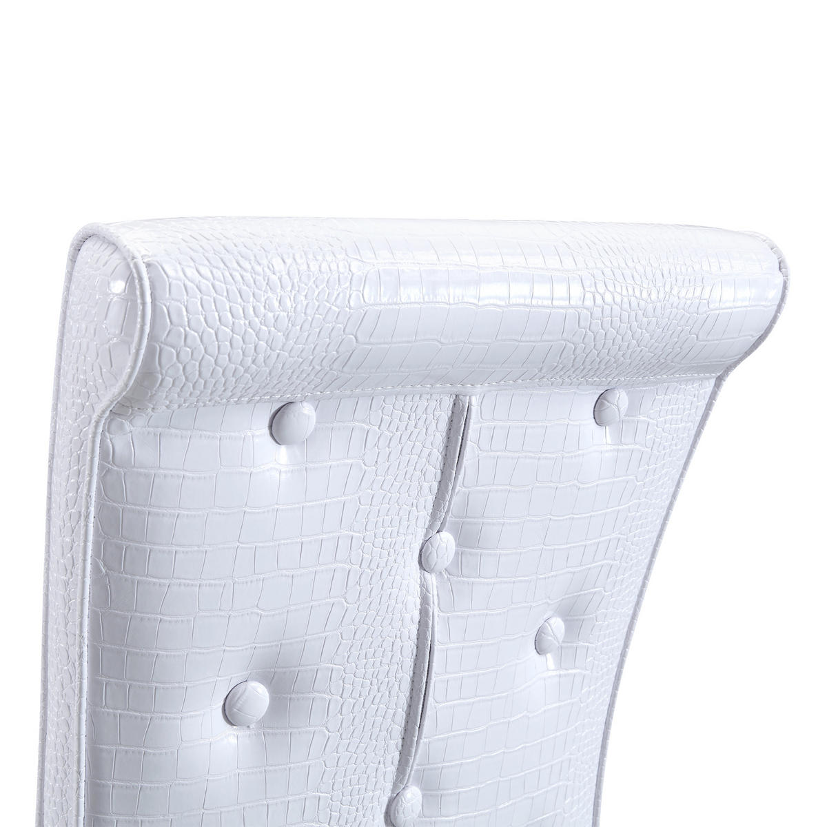 STUHL-SET DE-36773 4 Stück mit Krokodil-Prägung und Kristallknopf-Details Weiß - Weiß, Metall (42/101/61.5cm) - ComfortXL