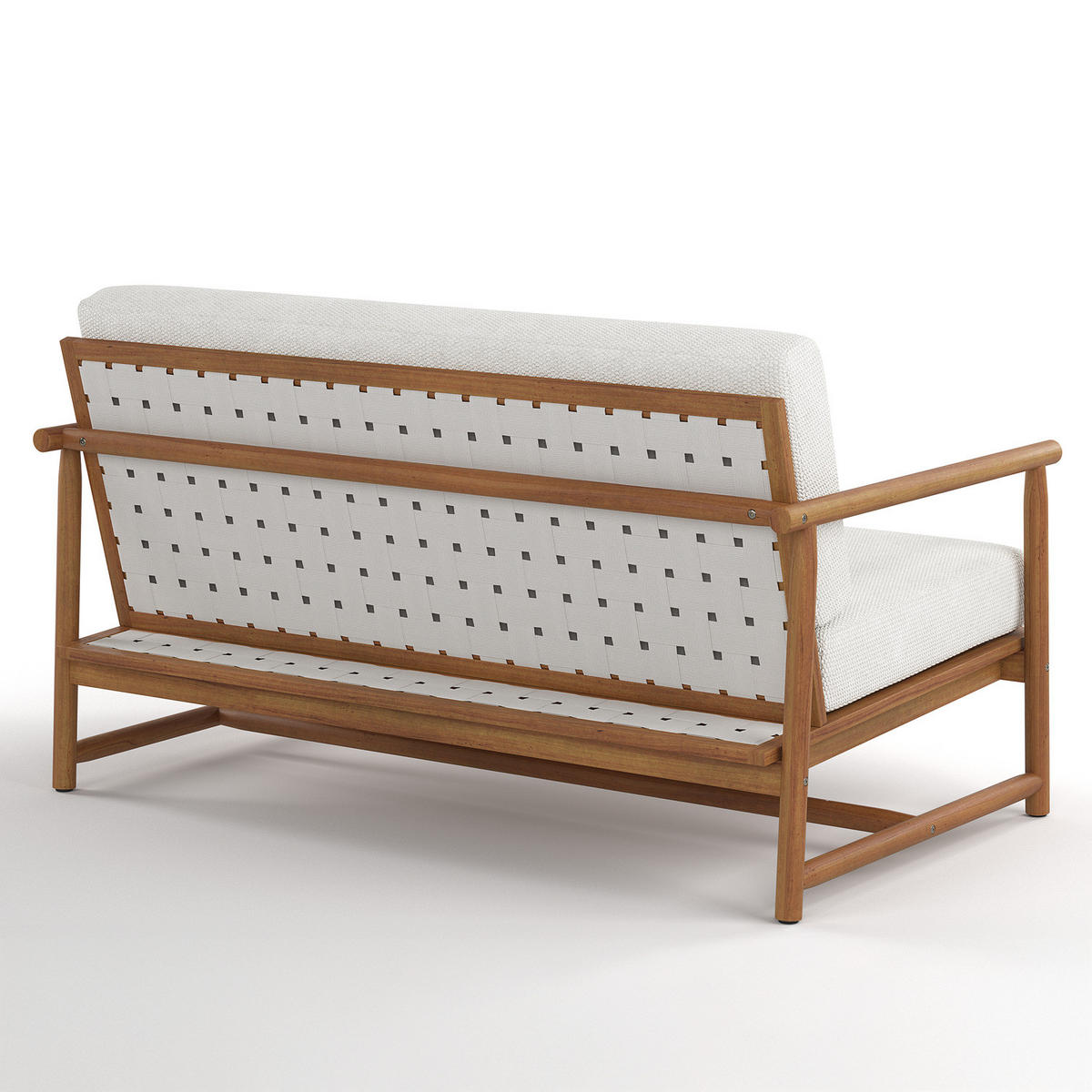 LOUNGEGRUPPE - 4-teilig - Akazie massiv / Webstoff - Akazie Braun / Creme - Creme/Akaziefarben, Holz/Kunststoff - home24