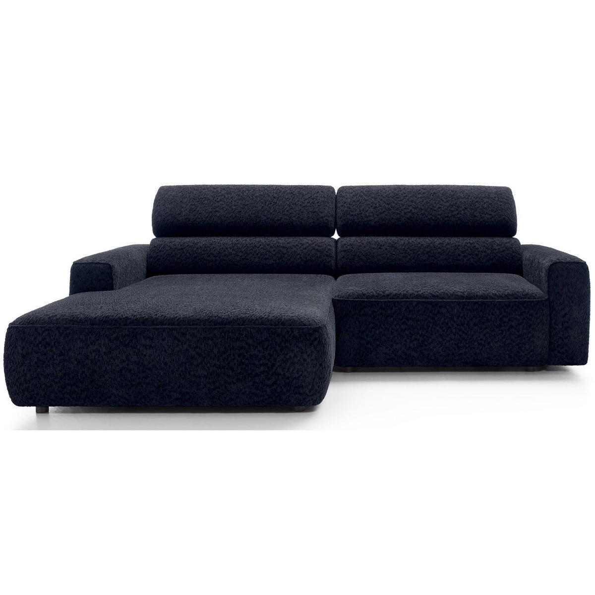 ROHOVÁ pohovka Fando s elektricky výsuvným sedákem, tmavě modrý ženil, levá - černá/tmavě modrá, textil/plast (252/182cm) - Selsey