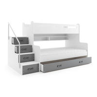 ETAGENBETT Max 3 200x80cm / 200x120cm mit Schublade und Lattenrost - Weiß/Grau, Holzwerkstoff (120/200cm) - Interbeds