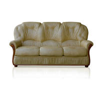 SOFA - 3 Personen - leder - beige Daphne - Beige, Leder/Holz (183/97/91cm) - Vente-Unique