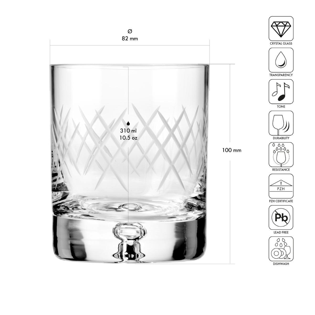 WHISKYGLÄSER SAGA ROYAL CUT, 6ER-SET, 310 ML - Transparent, Glas (0.31L) - Krosno Glass