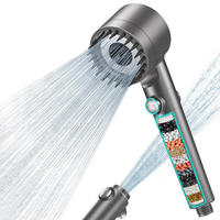 DUSCHKOPF 15-stufiger Filter Mit Schlauch 1,5 m Kalkschutz Wassersparend Hochdruck - Dunkelgrau, Kunststoff (7.5/25/7.5cm)
