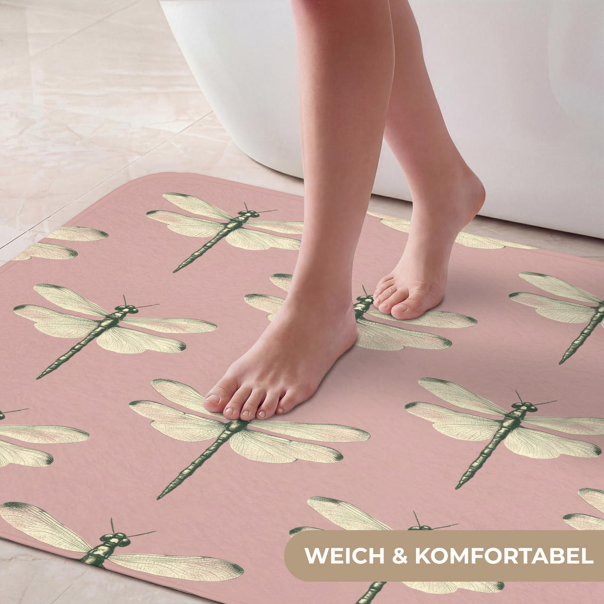 KÚPEĽŇOVÁ PREDLOŽKA Zvončeky - vzor - ružová 90x60 cm - ružová, textil/plast (90/60cm) - OnlyWow
