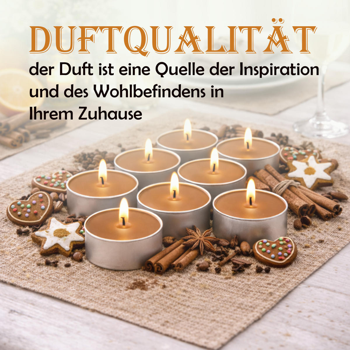 TEELICHT mit Duft - Lebkuchen - 54er Pack - Cappuccino, Naturmaterialien (4/1.5/4cm) - HS Candle