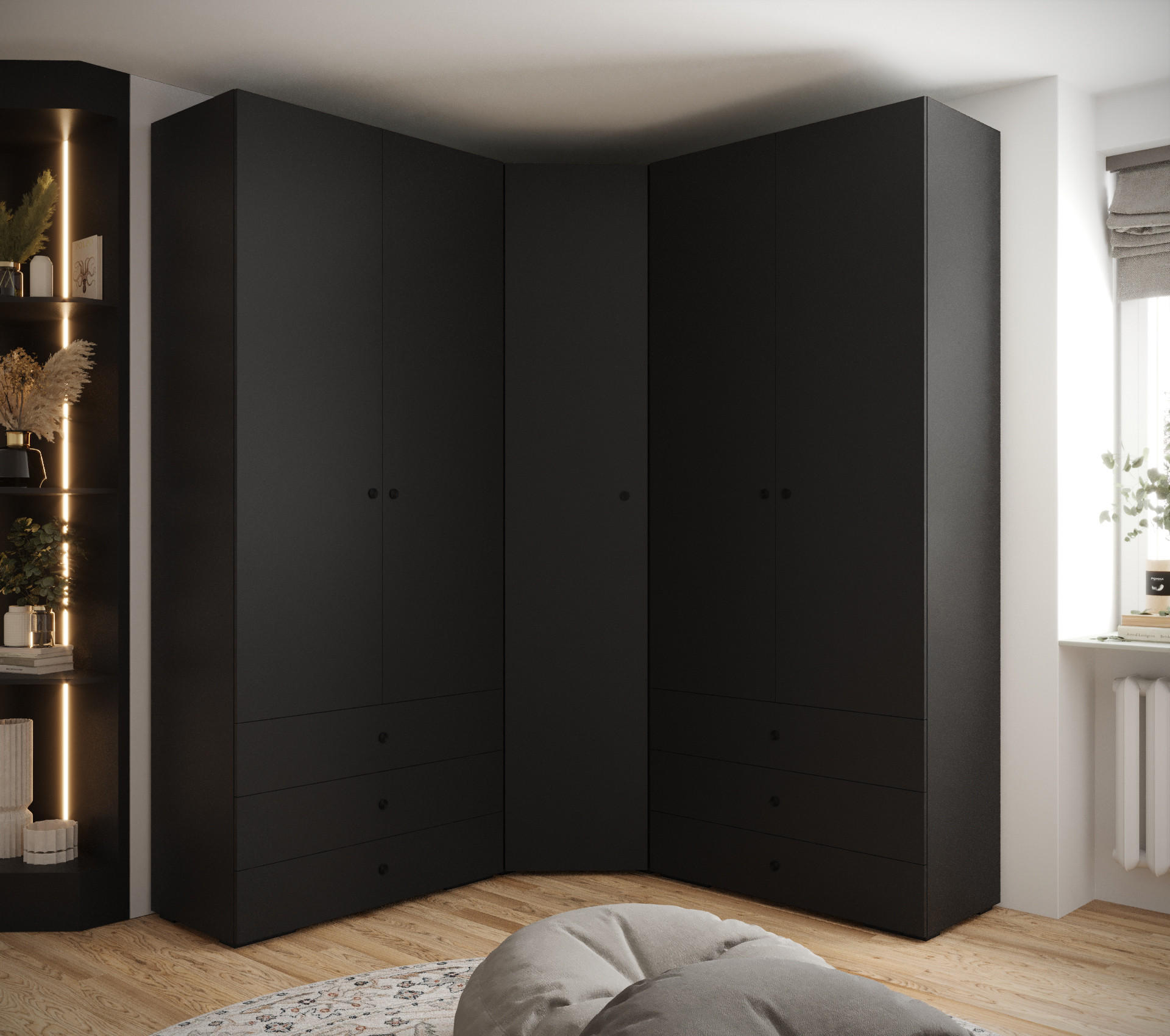 GARDEROBEN-SET 236,7/181,7/47 - Schwarz, Holz/Kunststoff (181.7/236.7/47cm) - Abiks Möbel