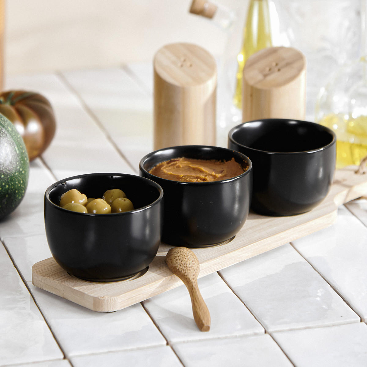 SERVIERSCHALENSET Fincan Schwarz 32/8 cm - Schwarz, Keramik (8/8/32cm) - Homla