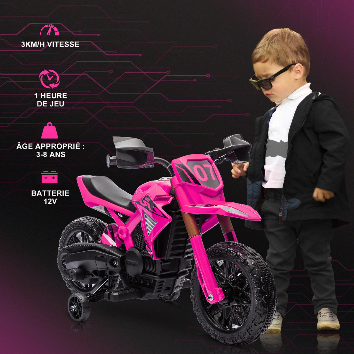 ELEKTRO-MOTORRAD DE-13058 Stützräder Rosa - Pink, Kunststoff (105/57/62cm) - ComfortXL