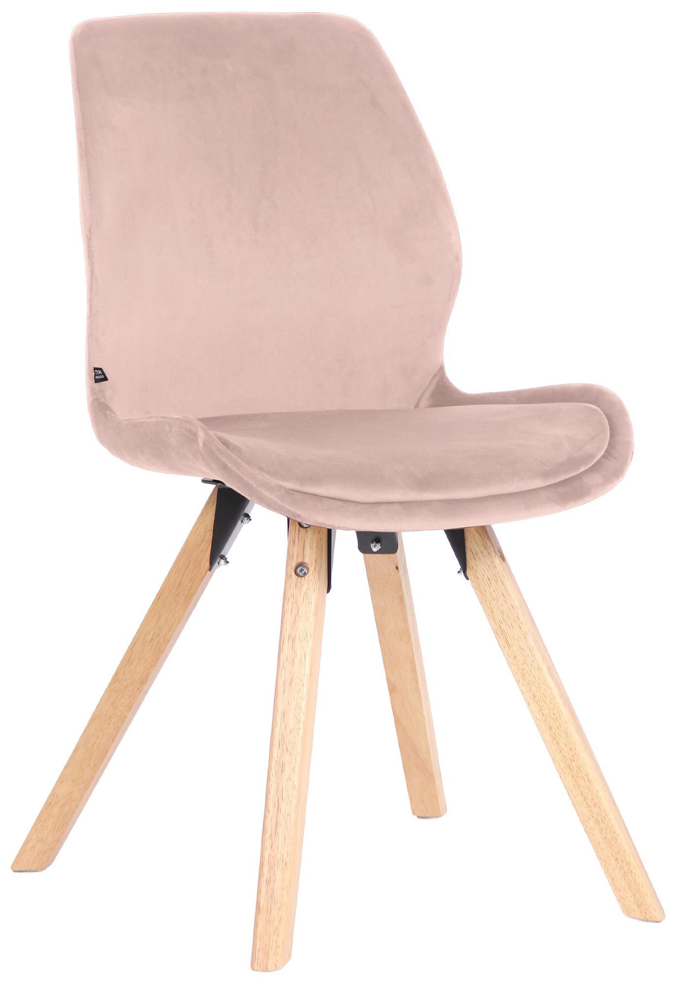 STUHL Samt Pink - Pink/Eukalyptusholzfarben, Holz/Textil (49/87/58cm) - CLP