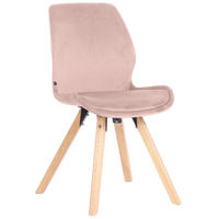 STUHL Samt pink - Pink/Eukalyptusholzfarben, Holz/Textil (49/87/58cm) - CLP