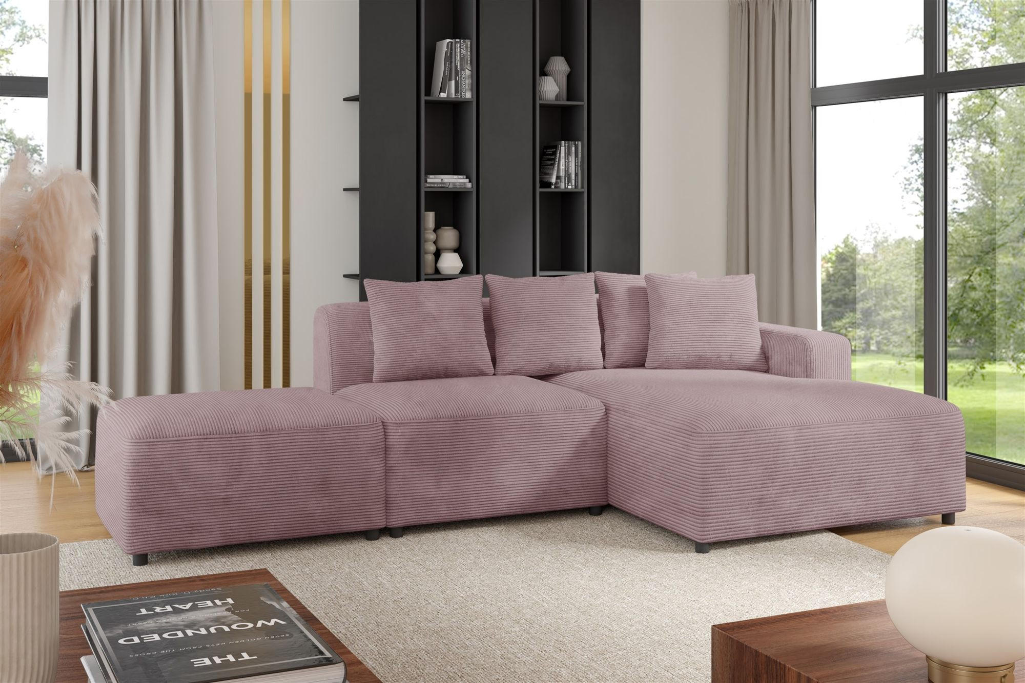 ECKSOFA Megan Xs In Poso - Altrosa, Holzwerkstoff/Textil (304/165cm) - Fun Möbel