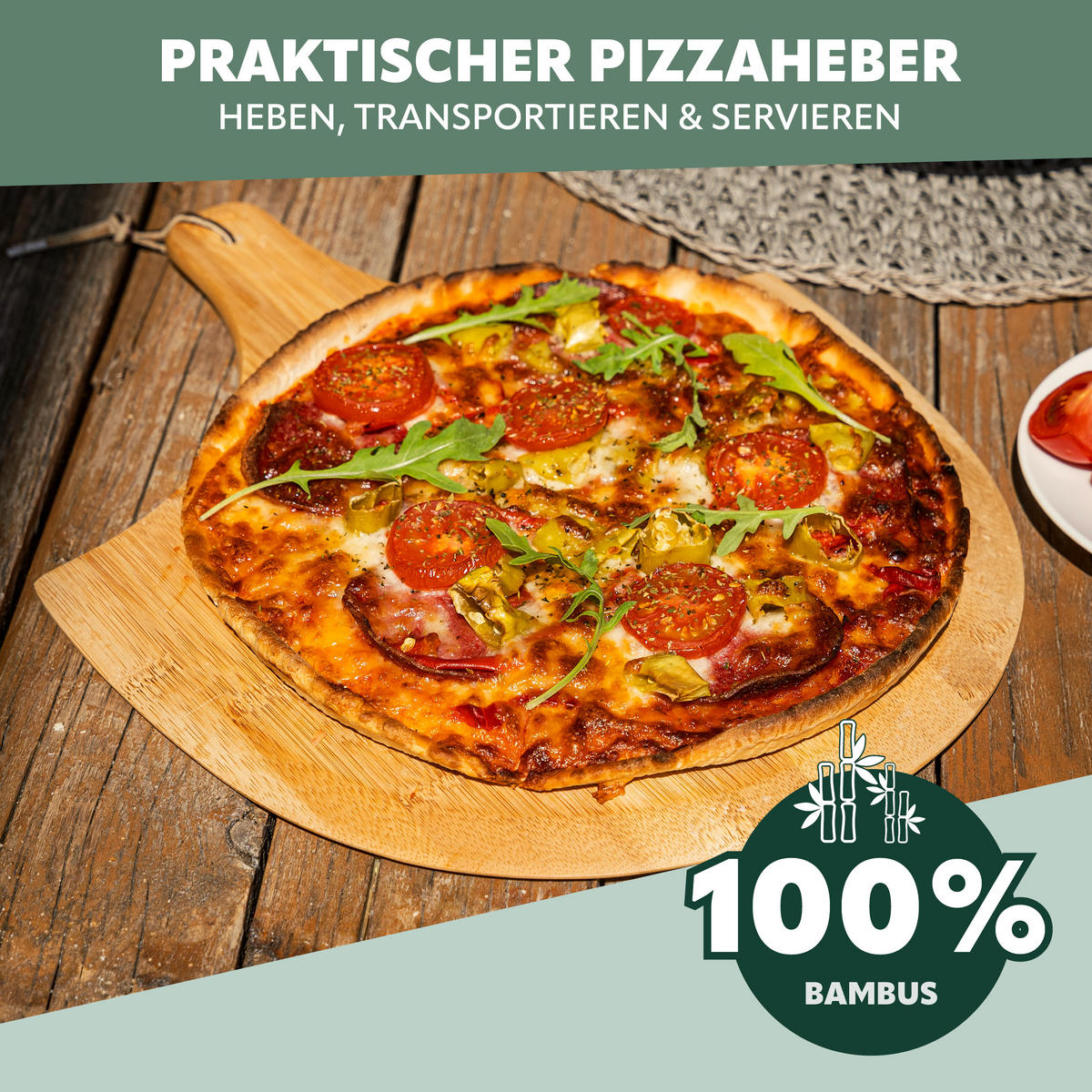 PIZZASTEIN 2er-Set, inkl. Pizzaheber - Naturfarben, Naturmaterialien (30/1/37.5cm) - bremermann