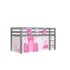 KINDERBETT Karolina 210x114x106 Massivholz Grau Textilset Princess 3 - Magenta/Grau, Holz (90/200cm) - 58aufmkessel