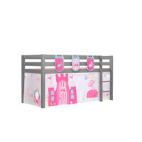 KINDERBETT Karolina 210x114x106 Massivholz Grau Textilset Princess 3 - Magenta/Grau, Holz (90/200cm) - 58aufmkessel