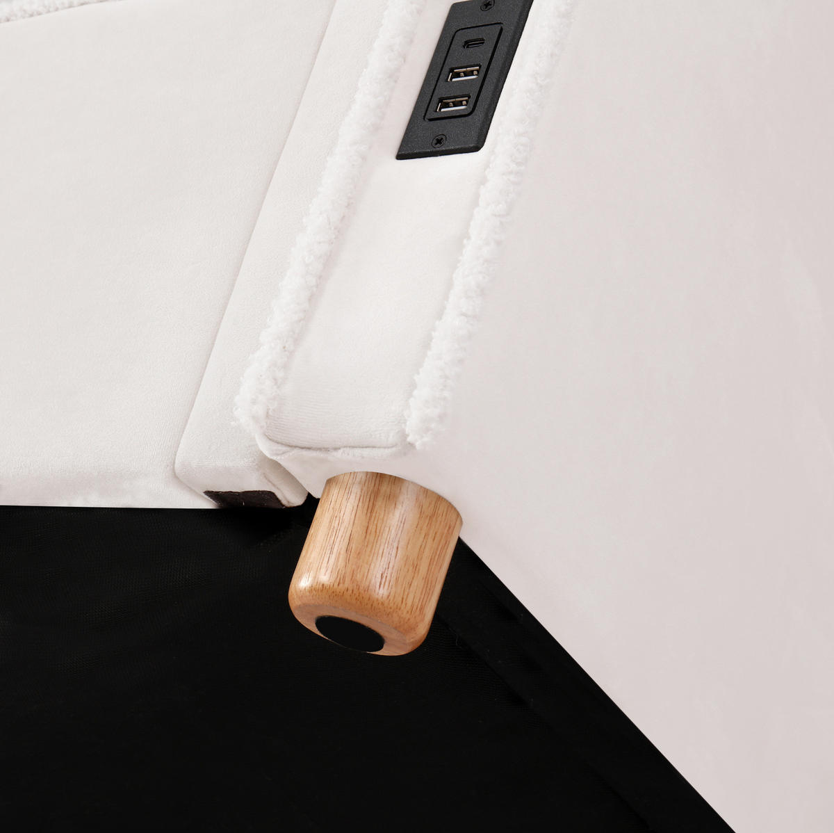 POLSTERBETT 90/200 cm aus Samt mit hydraulischem Stauraum und USB-Anschluss Beige - Beige, Textil (90/200cm) - Modenvie