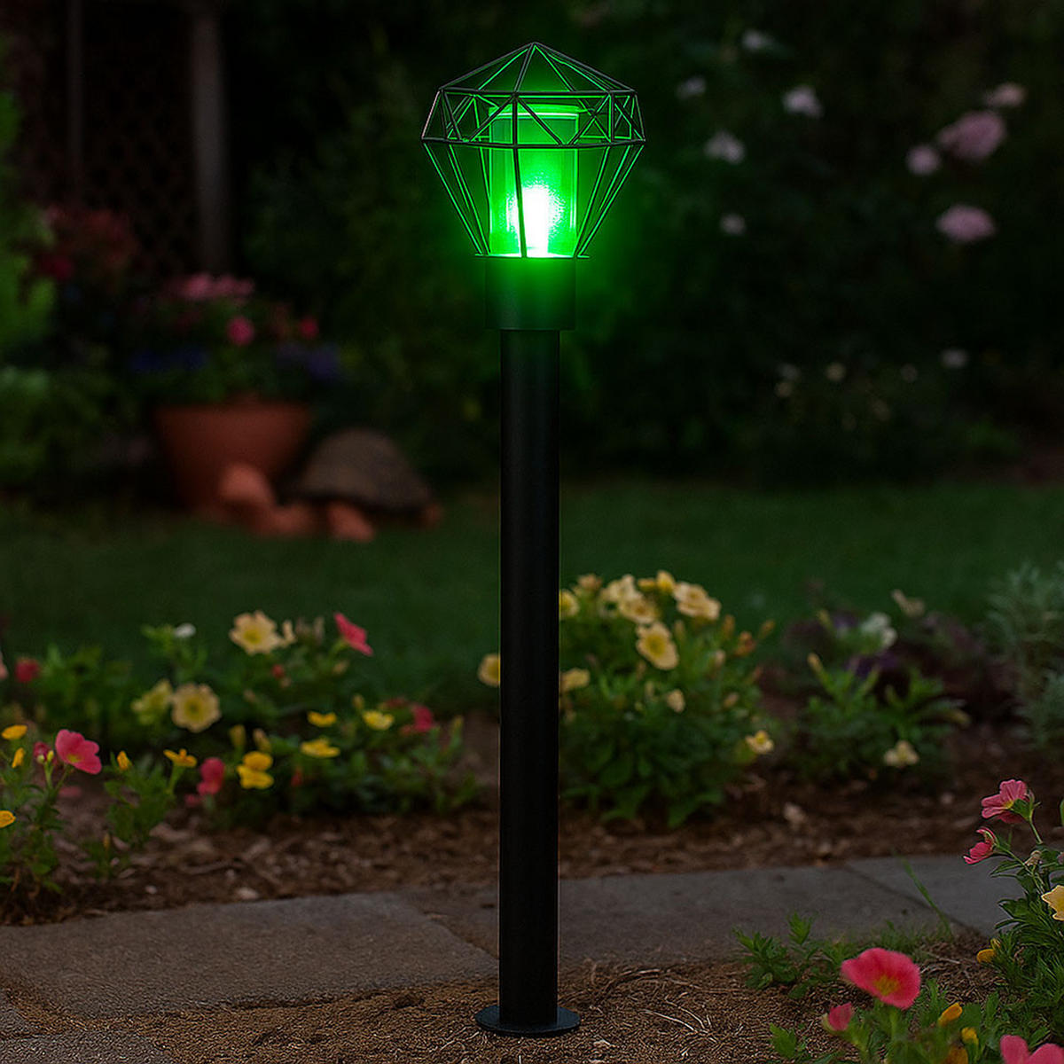 LED WEGELEUCHTE HORACE Edelstahl Schwarz 2er Set - Schwarz, Metall (22.5/25.5/100cm) - Globo Lighting