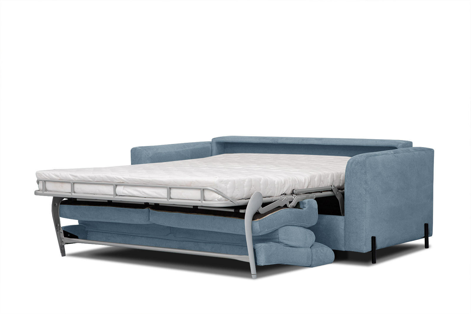 SOFA MEZO 3-Sitzer mit Schlaffunktion, blau - Blau/Schwarz, Holz/Textil (232/90/107cm) - Courtois Laville