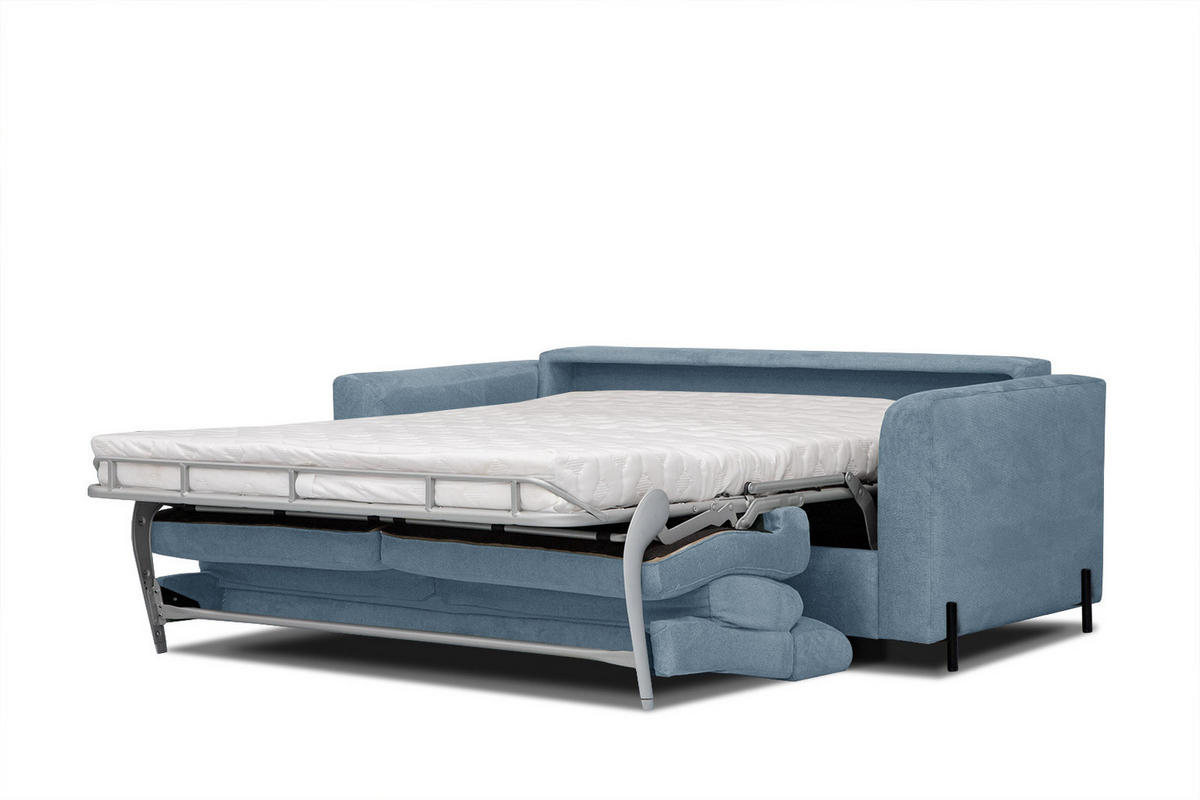 SOFA MEZO 3-Sitzer mit Schlaffunktion, blau - Blau/Schwarz, Holz/Textil (232/90/107cm) - Courtois Laville