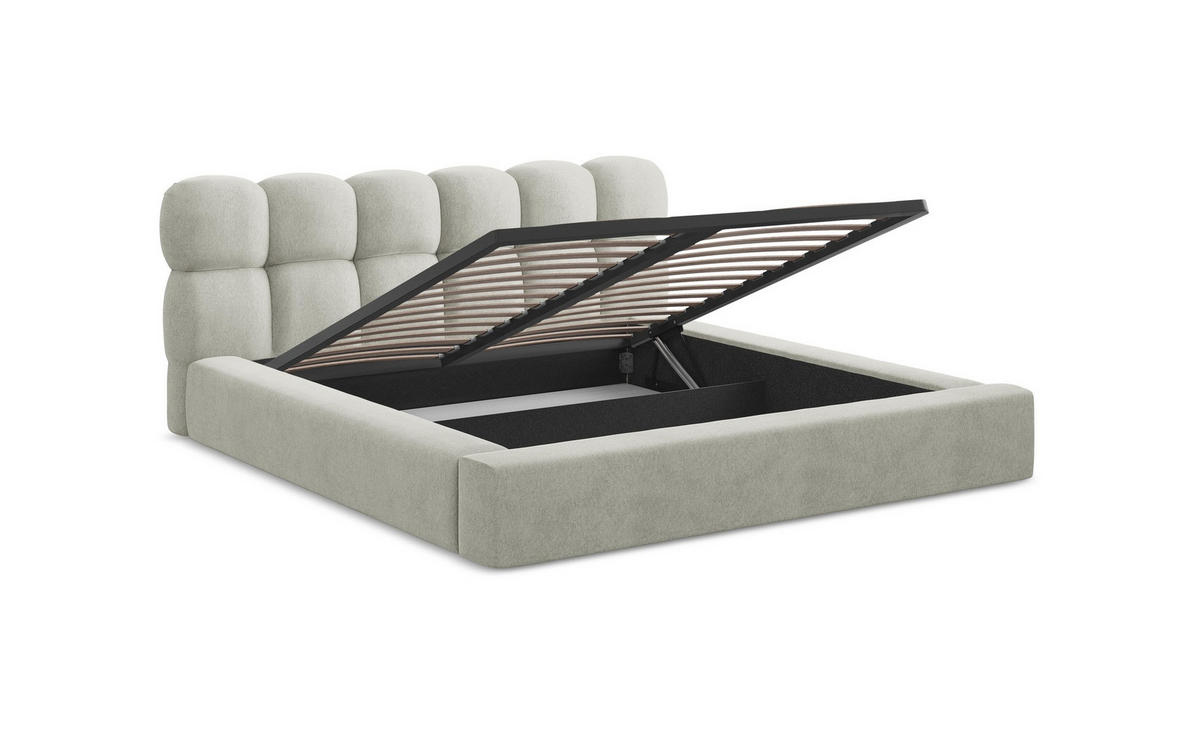 ECKSOFA mit Schlaffunktion links Chenille Stoff Grau - Hellgrau/Schwarz, Kunststoff/Textil (149/210cm) - Makamii