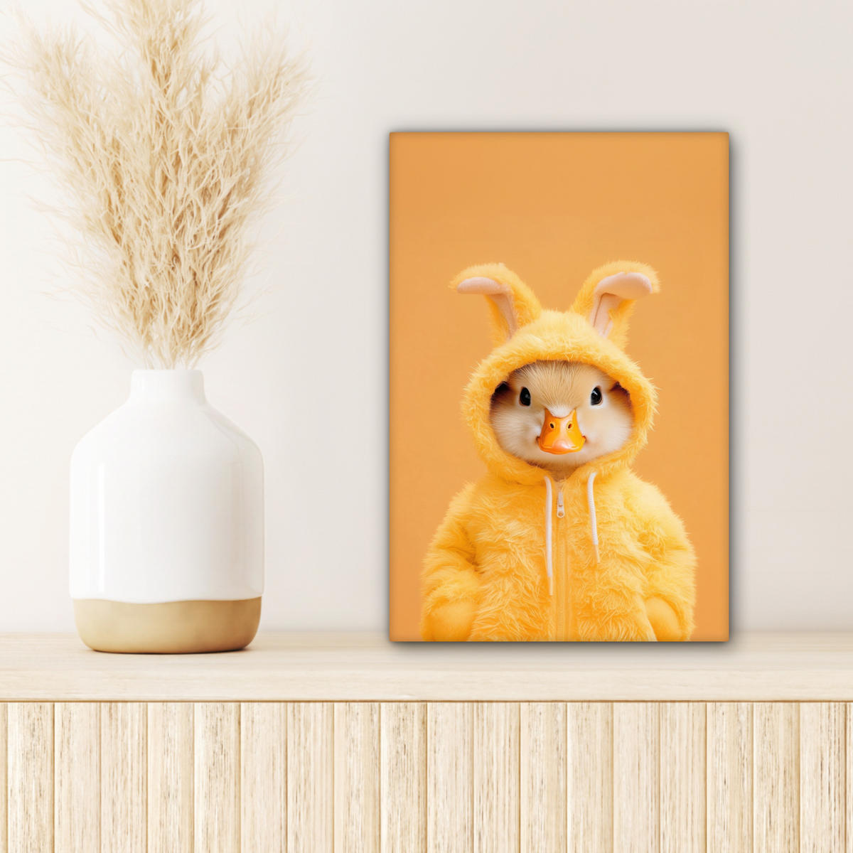 SLIKA NA PLATNU Kostum zajca 20x30 cm - rumena, tekstil (20/30cm) - MuchoWow