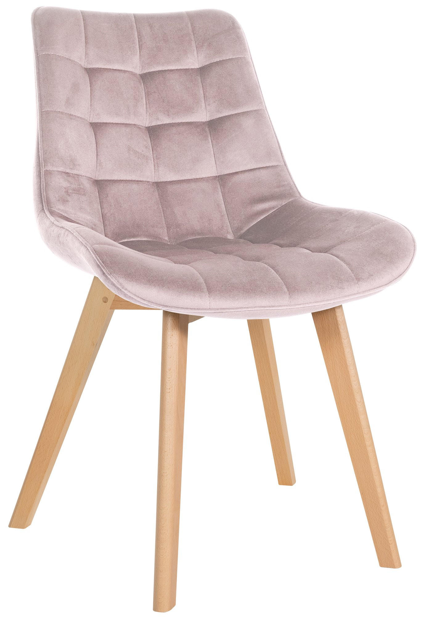 STUHL Samt pink - Pink/Eukalyptusholzfarben, Holz/Textil (54/84/63cm) - CLP