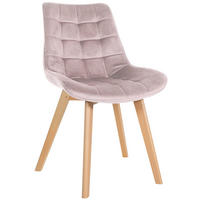 STUHL Samt pink - Pink/Eukalyptusholzfarben, Holz/Textil (54/84/63cm) - CLP
