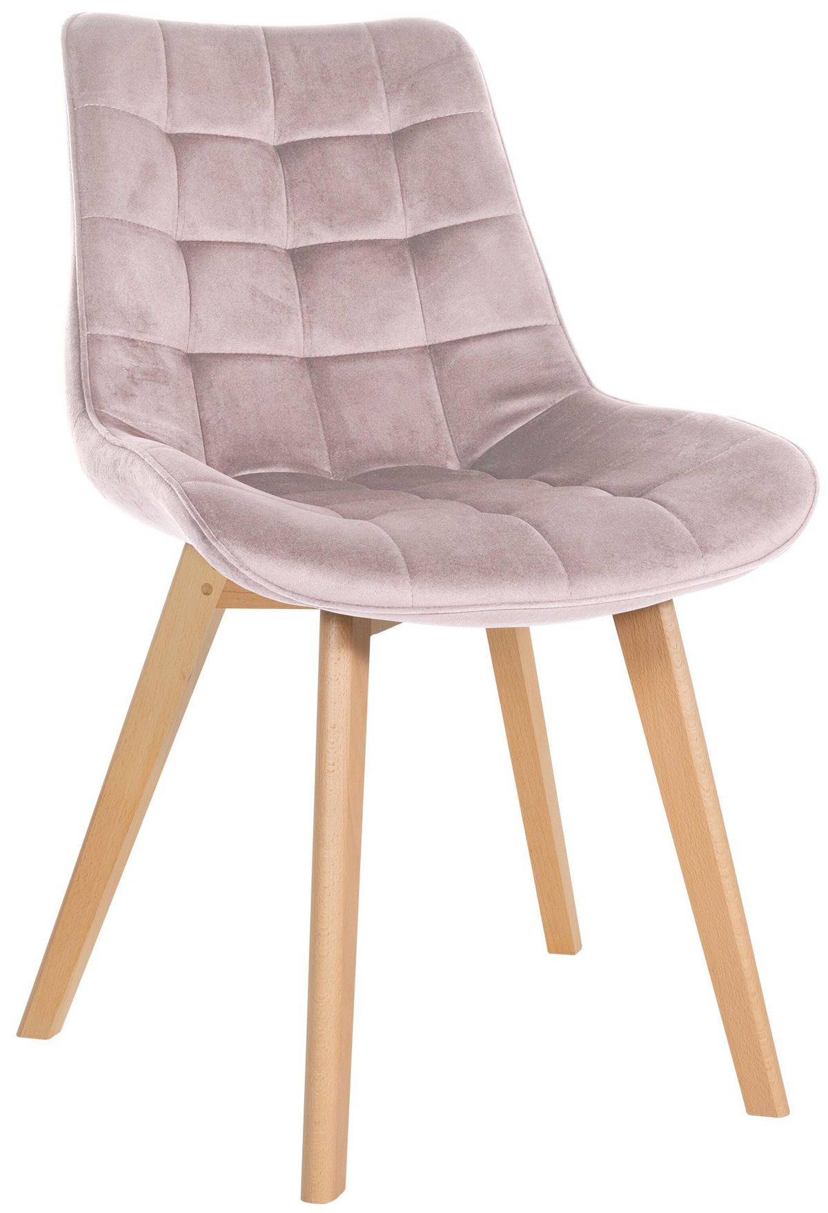 STUHL Samt pink - Pink/Eukalyptusholzfarben, Holz/Textil (54/84/63cm) - CLP