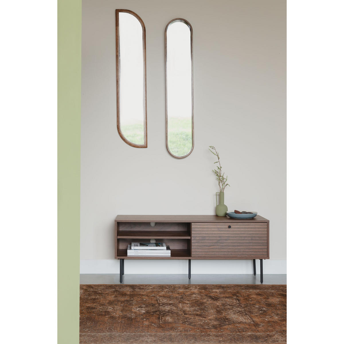 SIDEBOARD Streifen Niedrig - Braun, Holzwerkstoff (120/50/40cm) - Housecraft Living