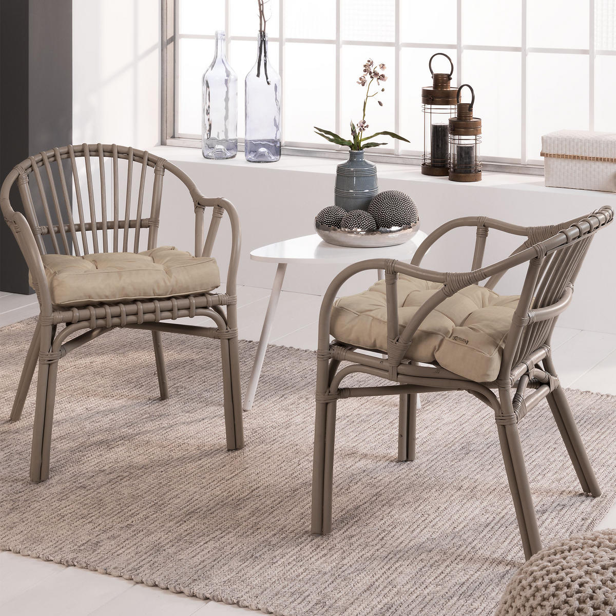 LOUNGEKISSEN Flair Outdoor Sitz 50/50/10cm Natur - Naturfarben, Textil (50/10/50cm) - Beautissu 