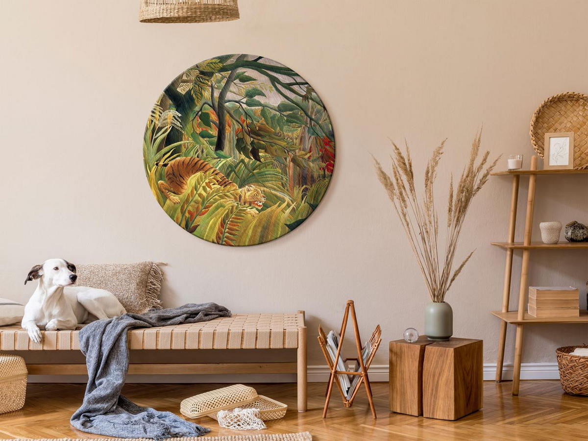 RUNDES BILD Braun 40/40 cm - Braun/Grün, Textil (40/40cm) - KUNSTLOFT