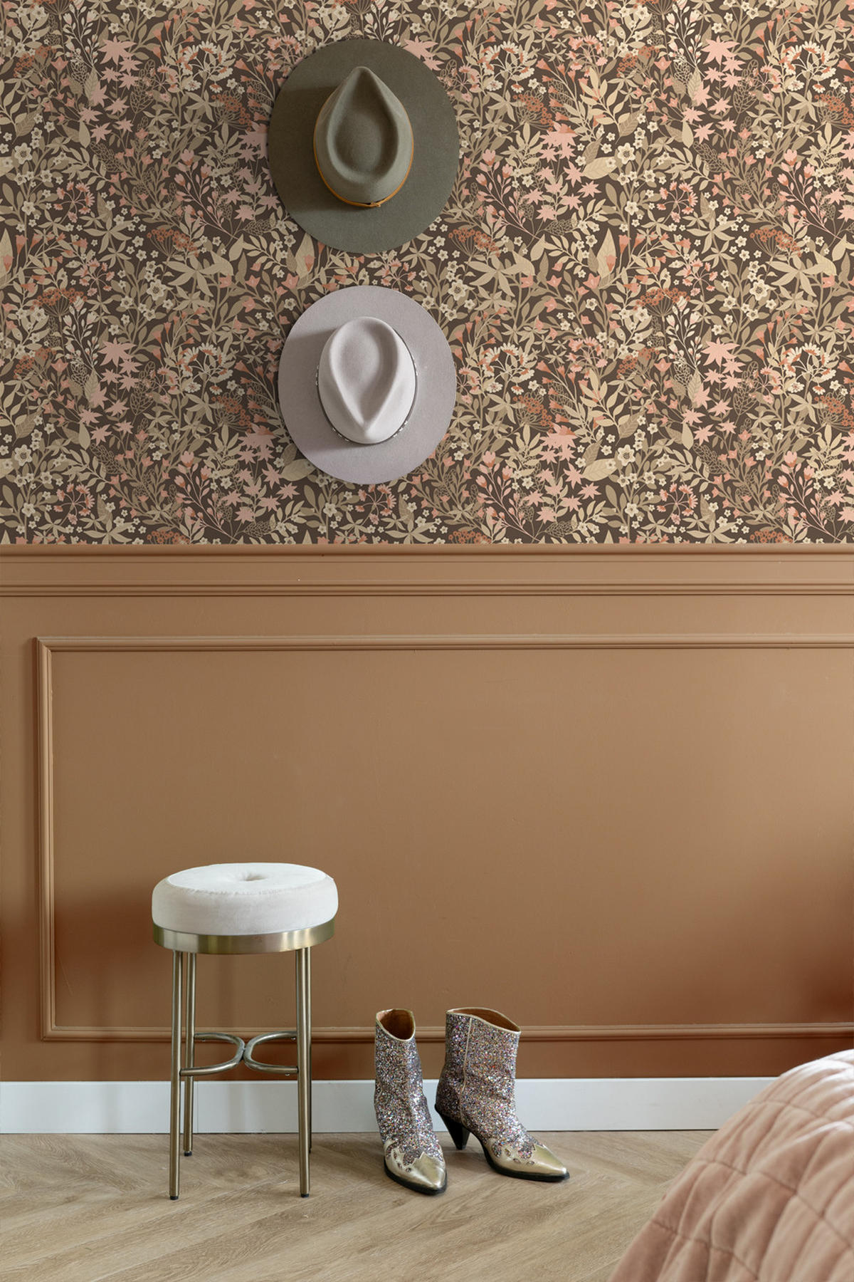 TAPETE Feldblumen 50 x 900 cm - Braun, Papier (50/900cm) - ESTAhome