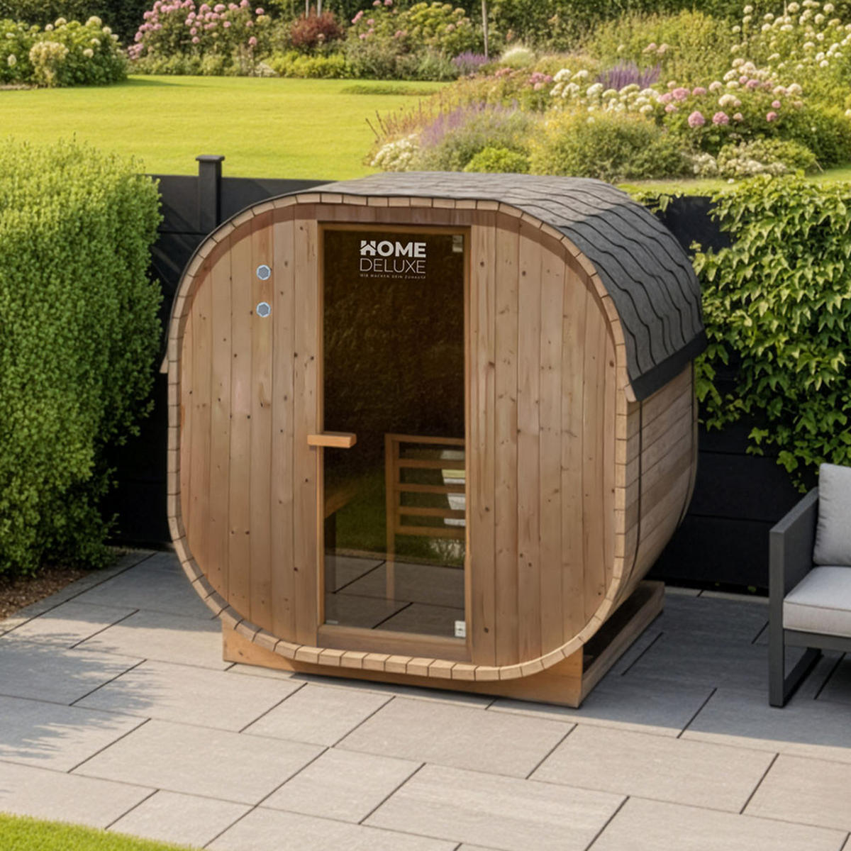 OUTDOOR SAUNA CUBE L - L - Braun, Holz (192.8/194/180cm) - Home Deluxe