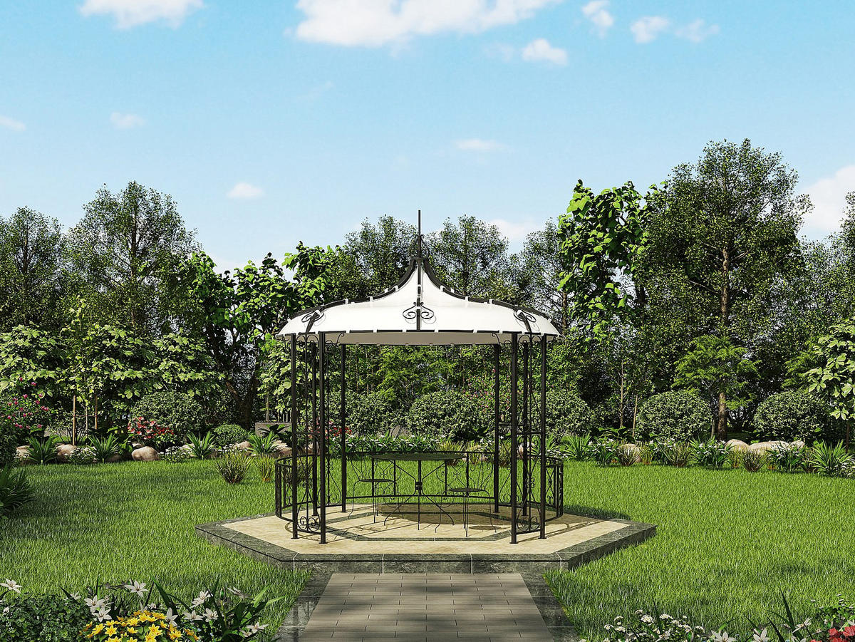 GARTENPAVILLON - 300cm x 300cm - Stahl - schwarz - TILCARA - Schwarz, Metall (300/198/300cm) - Vente-Unique