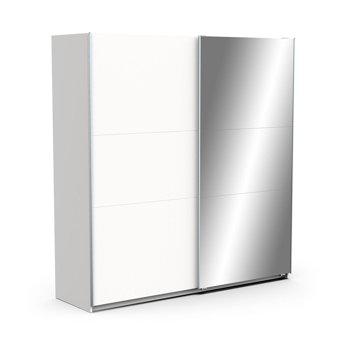KLEIDERSCHRANK mit 2 Schiebetüren und Spiegel Ghost - L194,5 cm - Weiß, Holzwerkstoff (59.9/203/120.2cm) - Demeyere