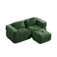 ECKSOFA DE-34428 L-Form mit Hocker Grün - Grün, Textil (93/198cm) - ComfortXL